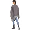 Cardigan Poncho Cape: Women Elegant Cardigan Shawl Wrap Sweater Coat for Fall Winter(Border Design -Double Gray)