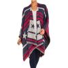 Cardigan Poncho Cape: Women Elegant Cardigan Shawl Wrap Sweater Coat for Fall Winter(Geometric Design – American Flag)