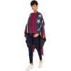 Cardigan Poncho Cape: Women Elegant Cardigan Shawl Wrap Sweater Coat for Fall Winter(Geometric Design – American Flag)