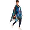 Cardigan Poncho Cape: Women Elegant Cardigan Shawl Wrap Sweater Coat for Fall Winter(Geometric Design – Blue Beige)