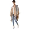 Cardigan Poncho Cape: Women Elegant Cardigan Shawl Wrap Sweater Coat for Fall Winter(Geometric Design – Gray and Yellow)
