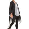 Cardigan Poncho Cape: Women Elegant Cardigan Shawl Wrap Sweater Coat for Fall Winter(Solid Design – Gray)