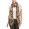 MELIFLUOS DESIGNED IN SPAIN Scarf for Women Lightweight Animal Butterfly Fashion Summer Fall Scarves Shawl Wraps(Malaga Collections 15 – Brown Leopard Design)