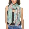 MELIFLUOS DESIGNED IN SPAIN Scarf for Women Lightweight Floral Flower Scarves for Summer Fall Shawl Wrap(Barcelona Collection 1 – Green Floral)