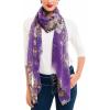 MELIFLUOS DESIGNED IN SPAIN Scarf for Women Lightweight Floral Flower Scarves for Summer Fall Shawl Wrap(Barcelona Collection 1 – Purple Floral)