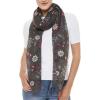 MELIFLUOS DESIGNED IN SPAIN Scarf for Women Lightweight Floral Flower Scarves for Summer Fall Shawl Wrap(Barcelona Collection 5 – Gray Cute Flower)
