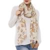 MELIFLUOS DESIGNED IN SPAIN Scarf for Women Lightweight Floral Flower Scarves for Summer Fall Shawl Wrap(Barcelona Collection 6 – Beige Elegant Flower)