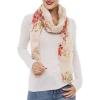 MELIFLUOS DESIGNED IN SPAIN Scarf for Women Lightweight Floral Flower Scarves for Summer Fall Shawl Wrap(Barcelona Collection 8 – Beige Elegant Floral)