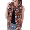 MELIFLUOS DESIGNED IN SPAIN Scarf for Women Lightweight Floral Flower Scarves for Summer Fall Shawl Wrap(Barcelona Collections 47 – Orange Floral Design)