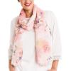 MELIFLUOS DESIGNED IN SPAIN Scarf for Women Lightweight Floral Flower for Summer Fall Scarves Shawl Wrap(Valencia Collection 9 – Pink Rose)