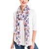MELIFLUOS DESIGNED IN SPAIN Scarf for Women Lightweight Floral Flower for Summer Fall Scarves Shawl Wrap(Valencia Collections 14 – White Flower)