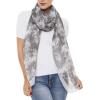 MELIFLUOS DESIGNED IN SPAIN Scarf for Women Lightweight Floral Flower for Summer Fall Scarves Shawl Wrap(Valencia Collections 15 – Gray Abstract Flower)