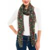 MELIFLUOS DESIGNED IN SPAIN Scarf for Women Lightweight Floral Flower for Summer Fall Scarves Shawl Wrap(Valencia Collections 15 – Green With Red Flower)