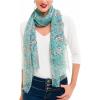 MELIFLUOS DESIGNED IN SPAIN Scarf for Women Lightweight Floral Flower for Summer Fall Scarves Shawl Wrap(Valencia Collections 18 Turquoise Floral)