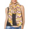 MELIFLUOS DESIGNED IN SPAIN Scarf for Women Lightweight Paisley Fashion for Summer Fall Scarves Shawl Wrap(Sevilla Collections 35 – Brown Yellow Zig Zag)