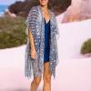 MELIFLUOS DESIGNED IN SPAIN Women’s Beach Cover Up Swimsuit Kimono Pareo Sarong Beach Wear Dress for Summer(Marbella Collection 1 – Blue Geometric Design)