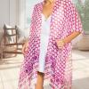 MELIFLUOS DESIGNED IN SPAIN Women’s Beach Cover Up Swimsuit Kimono Pareo Sarong Beach Wear Dress for Summer(Marbella Collection 1 – Red Geometric Design)