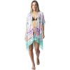 MELIFLUOS DESIGNED IN SPAIN Women’s Beach Cover Up Swimsuit Kimono Pareo Sarong Beach Wear Dress for Summer(Marbella Collection 2 – Geometric Design Green White)