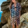 MELIFLUOS DESIGNED IN SPAIN Women’s Beach Cover Up Swimsuit Kimono Pareo Sarong Beach Wear Dress for Summer(Marbella Collection 2 – Gray Floral Pattern)