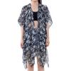 MELIFLUOS DESIGNED IN SPAIN Women’s Beach Cover Up Swimsuit Kimono Pareo Sarong Beach Wear Dress for Summer(Marbella Collection 2 – Gray Floral Pattern)