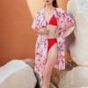 MELIFLUOS DESIGNED IN SPAIN Women’s Beach Cover Up Swimsuit Kimono Pareo Sarong Beach Wear Dress for Summer(Marbella Collection 2 – Pink Floral Design)