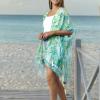 MELIFLUOS DESIGNED IN SPAIN Women’s Beach Cover Up Swimsuit Kimono Pareo Sarong Beach Wear Dress for Summer(Marbella Collection 4 – Floral Design Green)