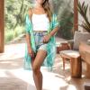 MELIFLUOS DESIGNED IN SPAIN Women’s Beach Cover Up Swimsuit Kimono Pareo Sarong Beach Wear Dress for Summer(Marbella Collection 4 – Floral Design Green)