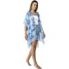 MELIFLUOS DESIGNED IN SPAIN Women’s Beach Cover Up Swimsuit Kimono Pareo Sarong Beach Wear Dress for Summer(Marbella Collection 7 – Pattern Design Blue)
