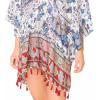 MELIFLUOS DESIGNED IN SPAIN Women’s Beach Cover Up Swimsuit Kimono Pareo Sarong Beach Wear Dress for Summer(Marbella Collections 21 – Red Paisley)