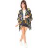 MELIFLUOS DESIGNED IN SPAIN Women’s Beach Cover Up Swimsuit Kimono Pareo Sarong Beach Wear Dress for Summer(Marbella Collections 23 – Navy Flower)