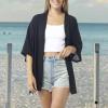 MELIFLUOS DESIGNED IN SPAIN Women’s Beach Cover Up Swimsuit Kimono Pareo Sarong Beach Wear Dress for Summer(Retiro Collection 1 – Solid Color Black)
