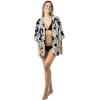 MELIFLUOS DESIGNED IN SPAIN Women’s Beach Cover Up Swimsuit Kimono Pareo Sarong Beach Wear Dress for Summer(Retiro Collection 5 – Black White Leaves)