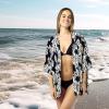 MELIFLUOS DESIGNED IN SPAIN Women’s Beach Cover Up Swimsuit Kimono Pareo Sarong Beach Wear Dress for Summer(Retiro Collection 5 – Black White Leaves)