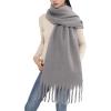 MELIFLUOS DESIGNED IN SPAIN Women’s Fashion Scarves Long Shawl Cardigan Wrap Large Warm Long Scarves(Solid Color Design – Gray)