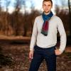Scarf for Men Reversible Elegant Classic Cashmere Feel Scarves for Fall Winter(San Sebastian Collections 01 – Gray Blue and Wine)