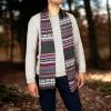 Scarf for Men Reversible Elegant Classic Cashmere Feel Scarves for Fall Winter(San Sebastian Collections 05 – Gray Aztec Design)