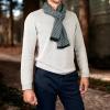Scarf for Men Reversible Elegant Classic Cashmere Feel Scarves for Fall Winter(San Sebastian Collections 06 – Teal Web Geometric Design)