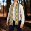 Scarf for Men Reversible Elegant Classic Cashmere Feel Scarves for Fall Winter(San Sebastian Collections 07 – Gray and Yellow Geometric Design)