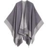 Cardigan Poncho Cape: Women Elegant Cardigan Shawl Wrap Sweater Coat for Fall Winter(Border Design -Double Gray)
