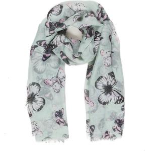 MELIFLUOS DESIGNED IN SPAIN Scarf for Women Lightweight Animal Butterfly Fashion Summer Fall Scarves Shawl Wraps(Malaga Collection 7 – Light Aqua With Butterfly Design)