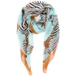 MELIFLUOS DESIGNED IN SPAIN Scarf for Women Lightweight Animal Butterfly Fashion Summer Fall Scarves Shawl Wraps(Malaga Collections 21 – Aqua With Zebra Design)