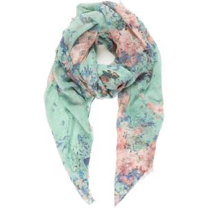 MELIFLUOS DESIGNED IN SPAIN Scarf for Women Lightweight Floral Flower Scarves for Summer Fall Shawl Wrap(Barcelona Collection 1 – Green Floral)