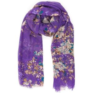 MELIFLUOS DESIGNED IN SPAIN Scarf for Women Lightweight Floral Flower Scarves for Summer Fall Shawl Wrap(Barcelona Collection 1 – Purple Floral)