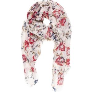 MELIFLUOS DESIGNED IN SPAIN Scarf for Women Lightweight Floral Flower Scarves for Summer Fall Shawl Wrap(Barcelona Collections 15 – Beige Red Flower)