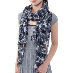 MELIFLUOS DESIGNED IN SPAIN Scarf for Women Lightweight Floral Flower Scarves for Summer Fall Shawl Wrap(Barcelona Collections 45 – Gray Floral Pattern)