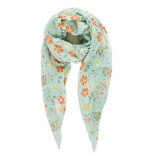 MELIFLUOS DESIGNED IN SPAIN Scarf for Women Lightweight Floral Flower for Summer Fall Scarves Shawl Wrap(Valencia Collection 8 – Green Flower)