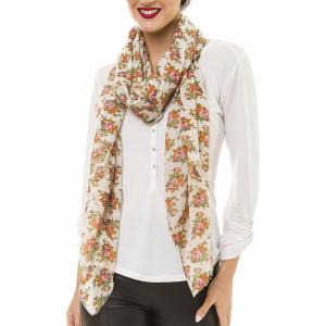 MELIFLUOS DESIGNED IN SPAIN Scarf for Women Lightweight Floral Flower for Summer Fall Scarves Shawl Wrap(Valencia Collections 10 – Beige Flower)