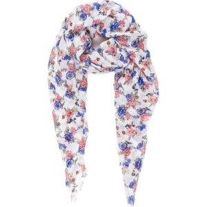 MELIFLUOS DESIGNED IN SPAIN Scarf for Women Lightweight Floral Flower for Summer Fall Scarves Shawl Wrap(Valencia Collections 14 – White Flower)