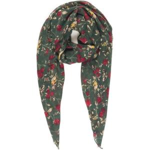 MELIFLUOS DESIGNED IN SPAIN Scarf for Women Lightweight Floral Flower for Summer Fall Scarves Shawl Wrap(Valencia Collections 15 – Green With Red Flower)