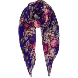 MELIFLUOS DESIGNED IN SPAIN Scarf for Women Lightweight Floral Flower for Summer Fall Scarves Shawl Wrap(Valencia Collections 16 – Purple Flower)